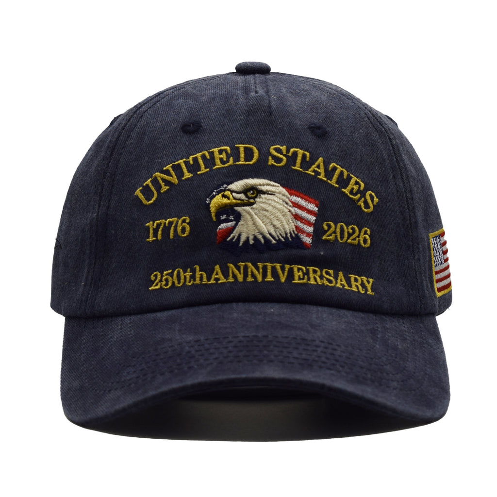 Vintage Washed Eagle Baseball Cap - Navyblue