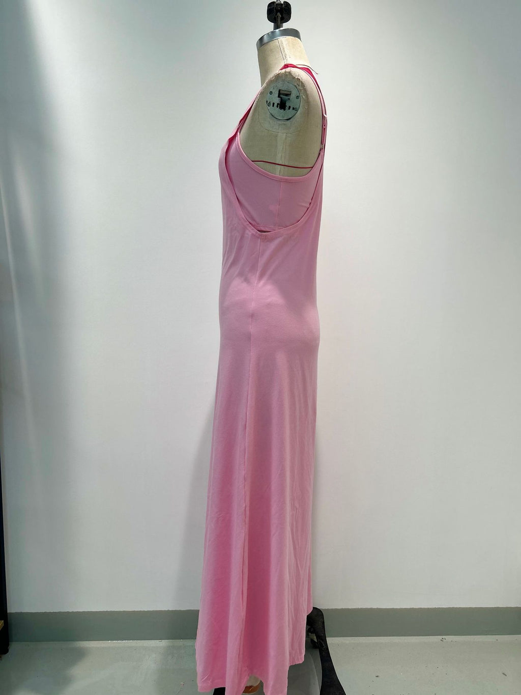 Strappy Cutout Maxi Tank Dress with Open Back - Pink - 2