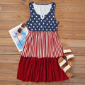 Stars and Stripes Tiered Sleeveless Mini Dress - Red