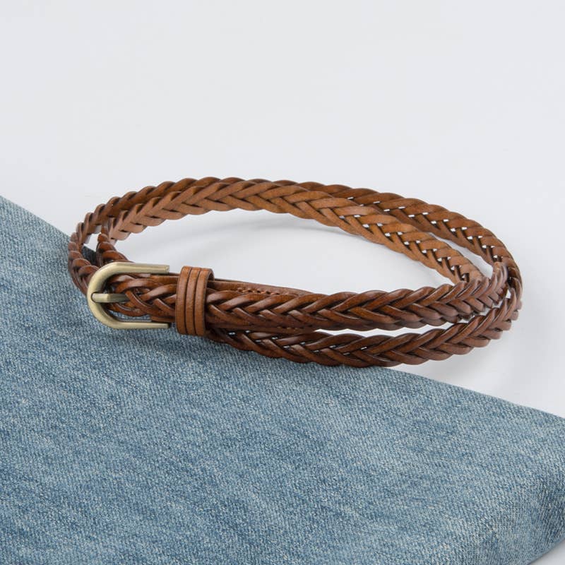 Slim Braided Belt With Aged Buckle