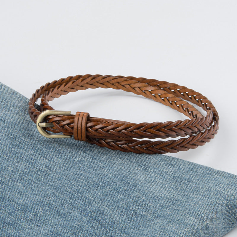 Slim Braided Belt With Aged Buckle - view 1