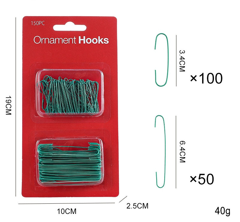 Christmas Tree Ornament Hooks Bulk Pack in Two Sizes - Green150pcs
