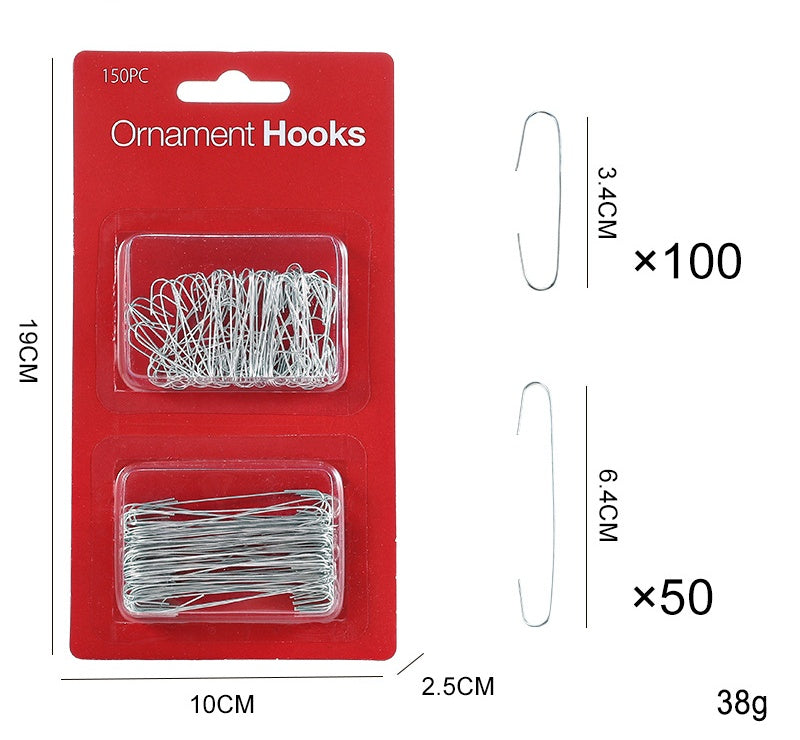 Christmas Tree Ornament Hooks Bulk Pack in Two Sizes - Silver150pcs