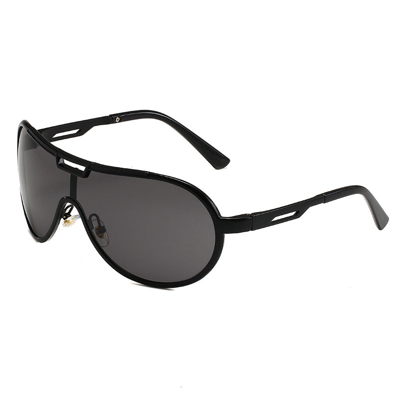 Oversized Shield Aviator Sunglasses - Black