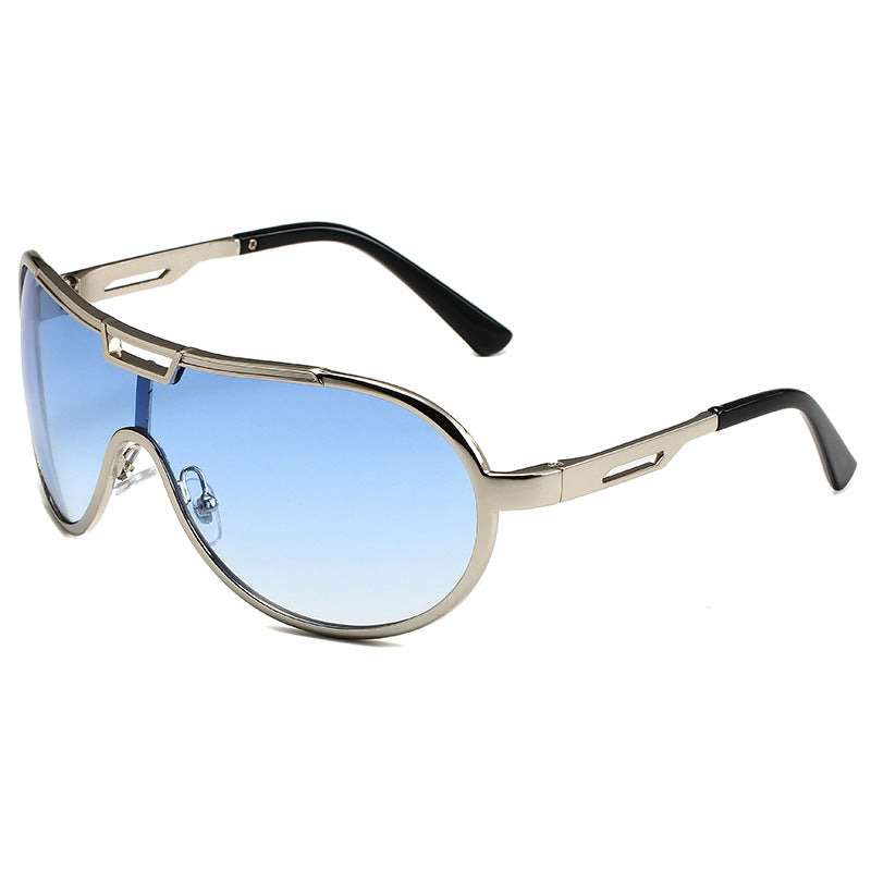 Oversized Shield Aviator Sunglasses - Blue