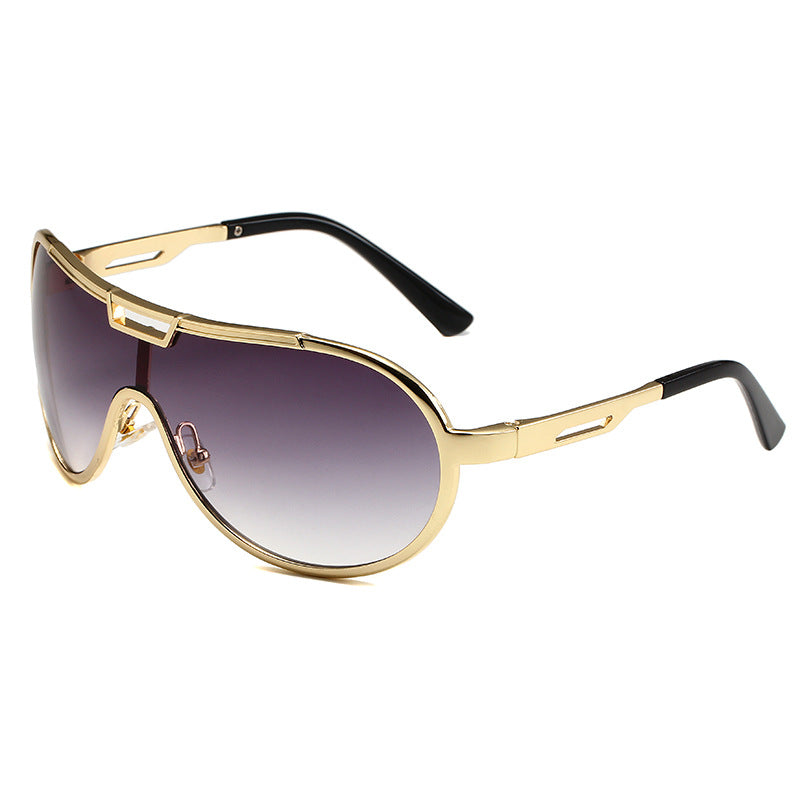 Oversized Shield Aviator Sunglasses - Purple
