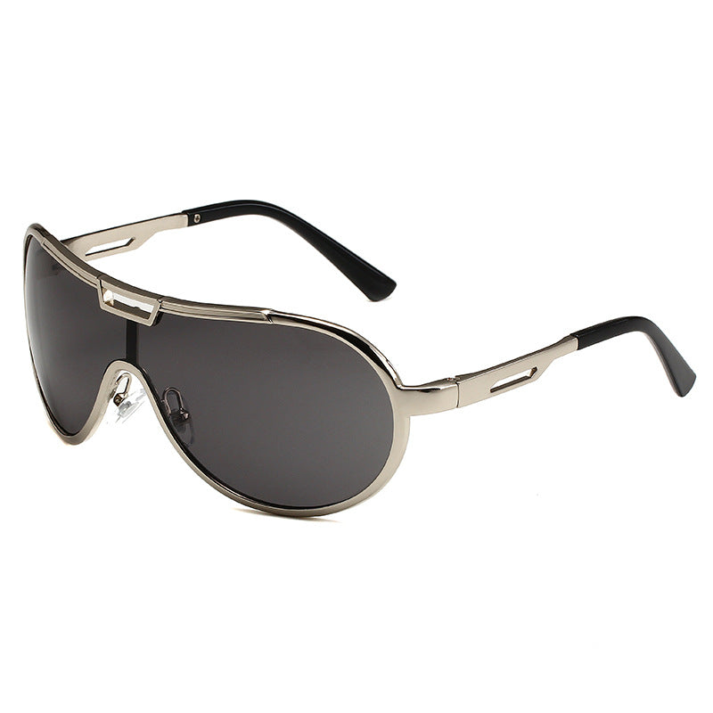Oversized Shield Aviator Sunglasses - Silvery
