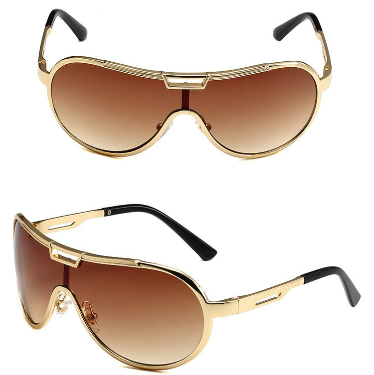 Oversized Shield Aviator Sunglasses - Tea
