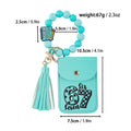 Graphic Print Bead Wristlet Card Holder Keychain - Mint