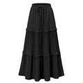 Crinkle Tiered Ruffle Maxi Skirt - Black
