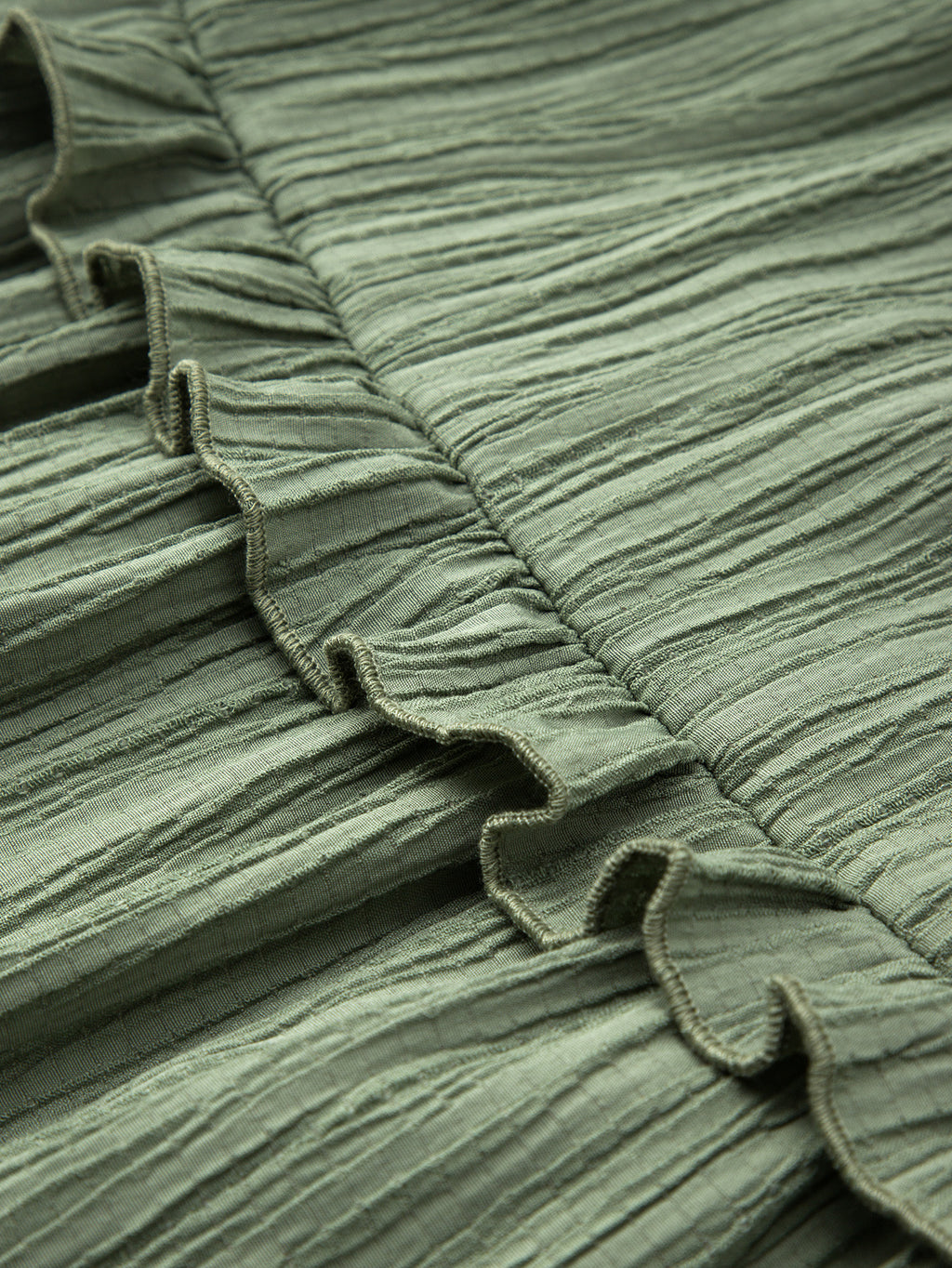 Crinkle Tiered Ruffle Maxi Skirt - Green - 5