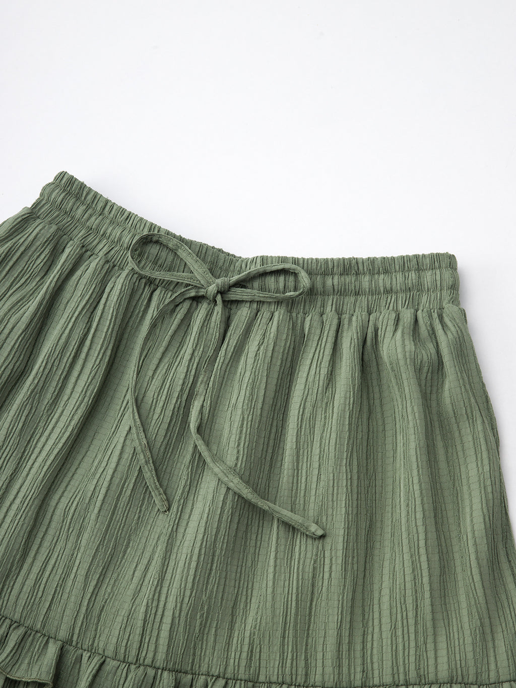 Crinkle Tiered Ruffle Maxi Skirt - Green - 6