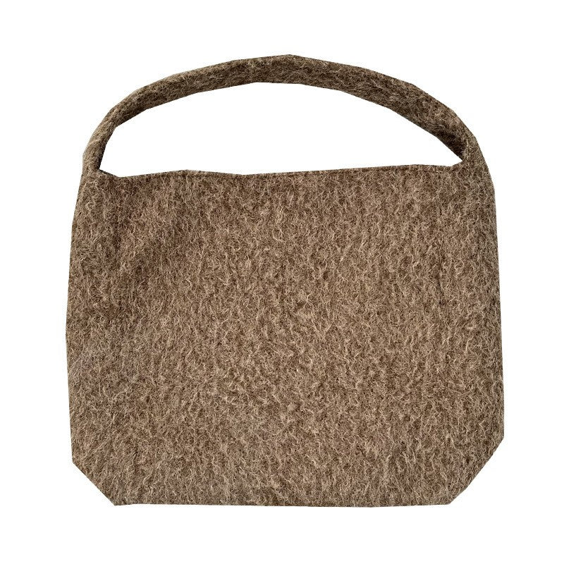 Fuzzy Brushed Slouchy Shoulder Tote Bag