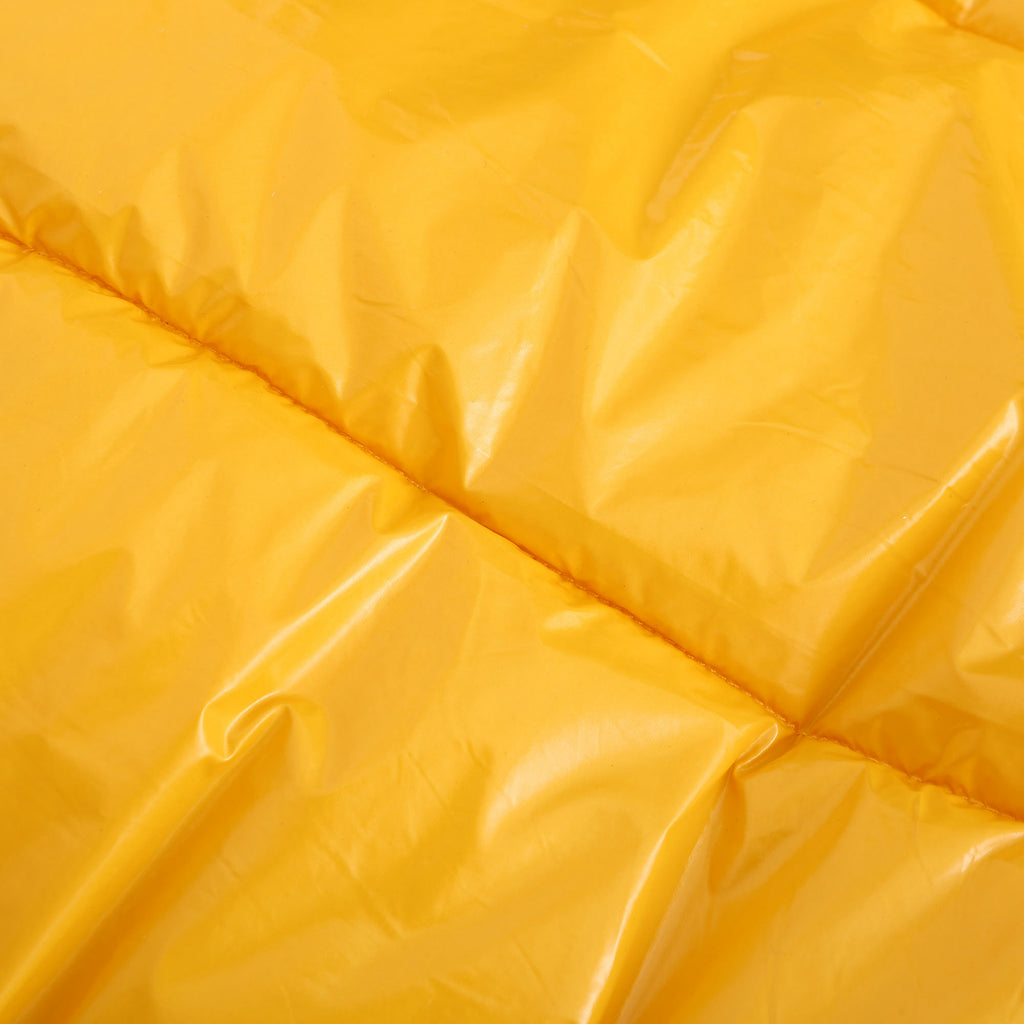 Glossy Hooded Cropped Puffer Jacket - Yellow - 10