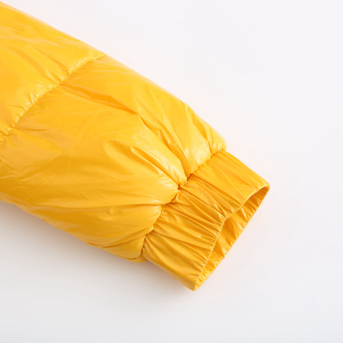 Glossy Hooded Cropped Puffer Jacket - Yellow - 6