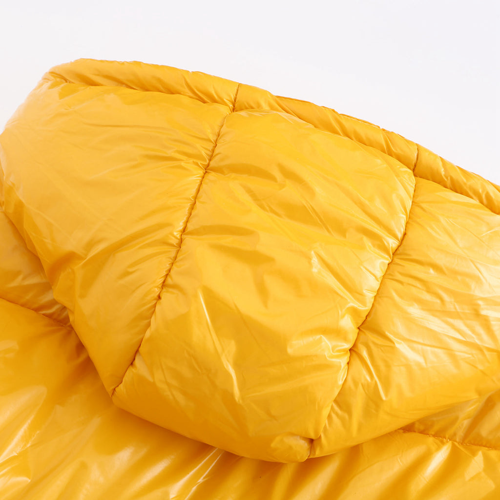 Glossy Hooded Cropped Puffer Jacket - Yellow - 9