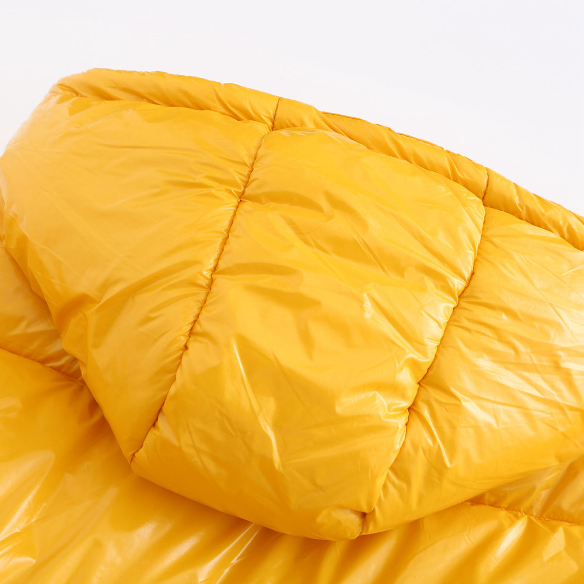 Glossy Hooded Cropped Puffer Jacket - Yellow - 9