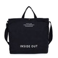 Oversized Canvas Tote Bag with Crossbody Strap - Black