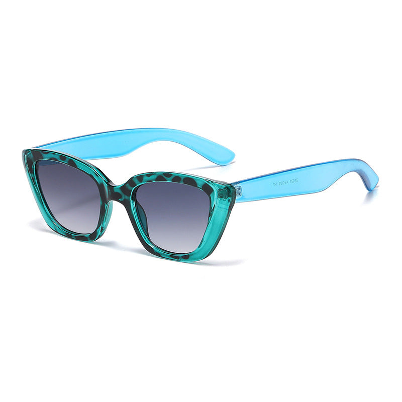 Animal Print Cat Eye Sunglasses - Blue-1
