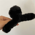 Oversized Plush Knot Hair Claw Clip - Black