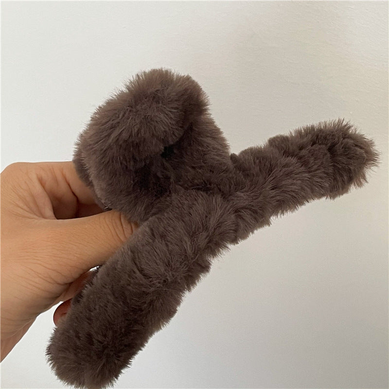 Oversized Plush Knot Hair Claw Clip - CoffeeBean