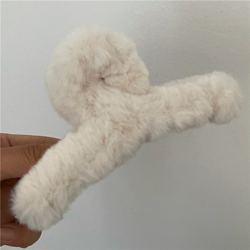 Oversized Plush Knot Hair Claw Clip - OffWhite