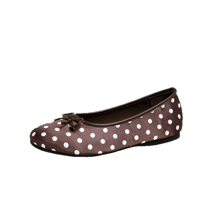 Polka Dot Satin Bow Ballet Flats