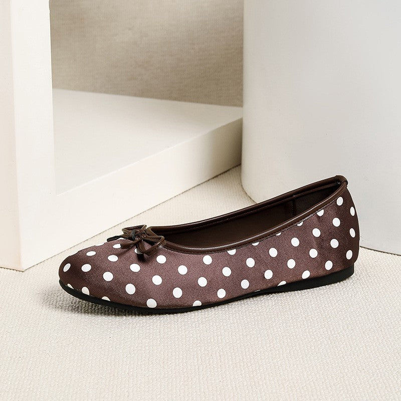 Polka Dot Satin Bow Ballet Flats