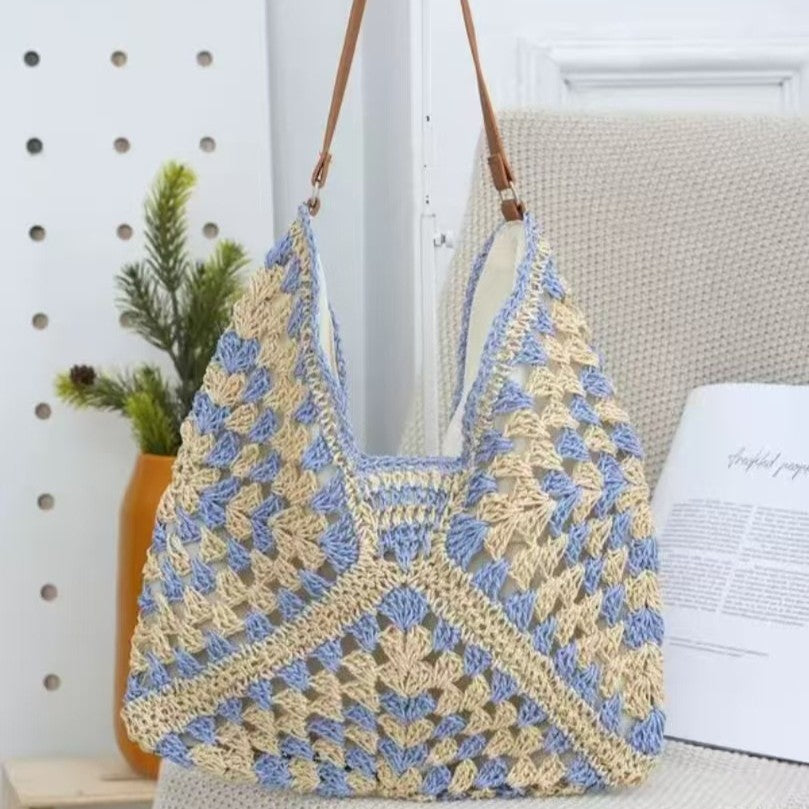 Open Weave Crochet Hobo Shoulder Bag - C6