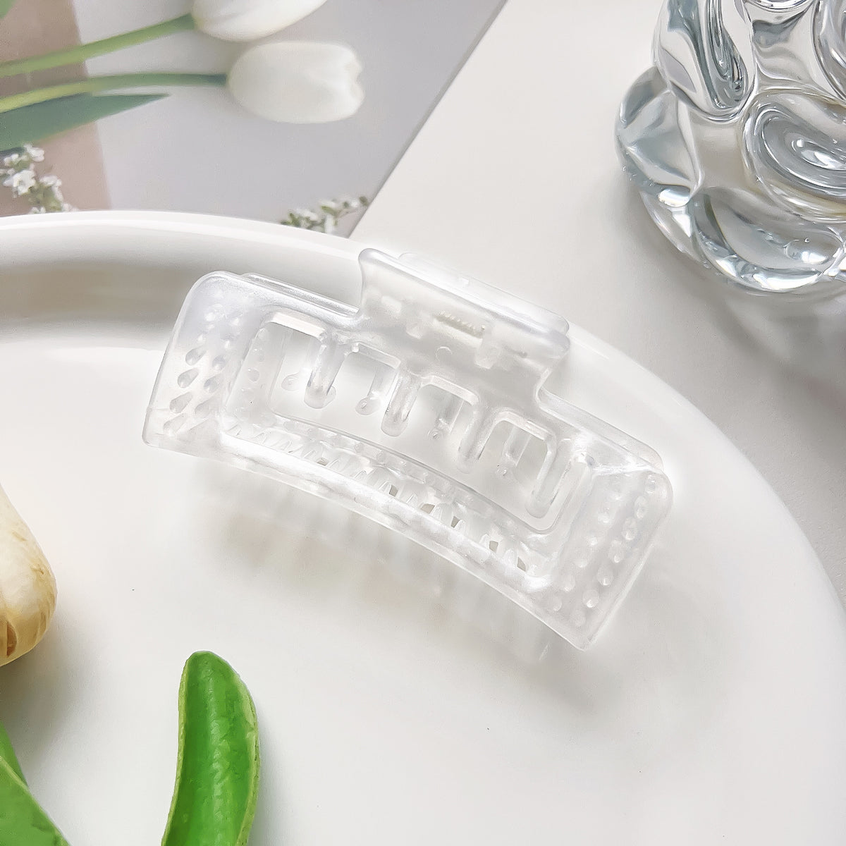 Translucent Rectangle Double Tooth Claw Clip - Color_4