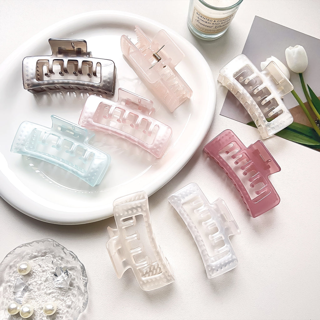 Translucent Rectangle Double Tooth Claw Clip