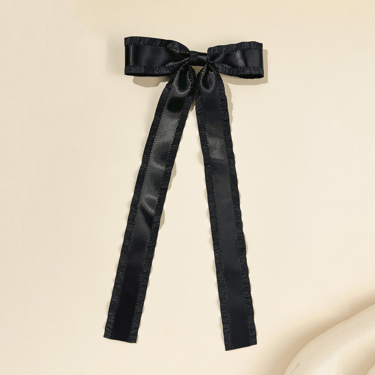 Extra Long Streamer Bow Hair Clip - Black