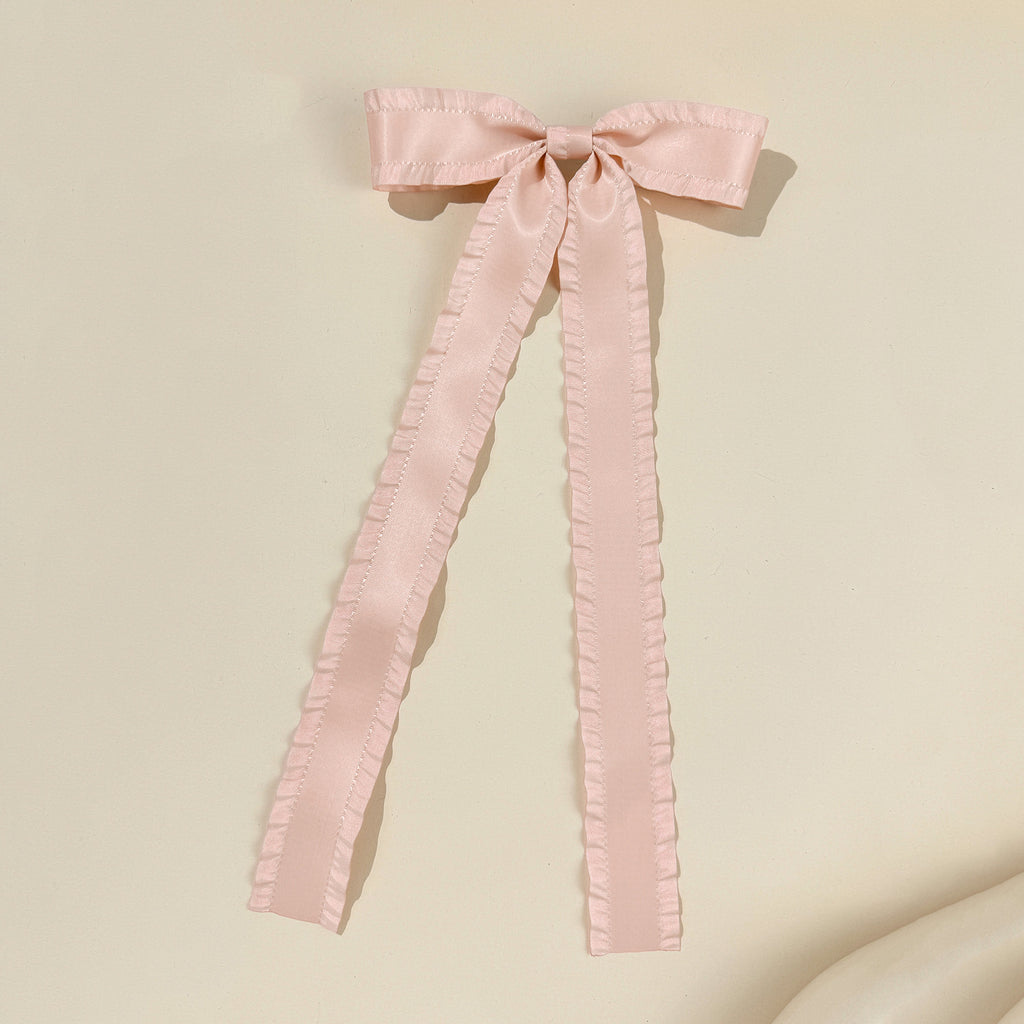 Extra Long Streamer Bow Hair Clip - Pink