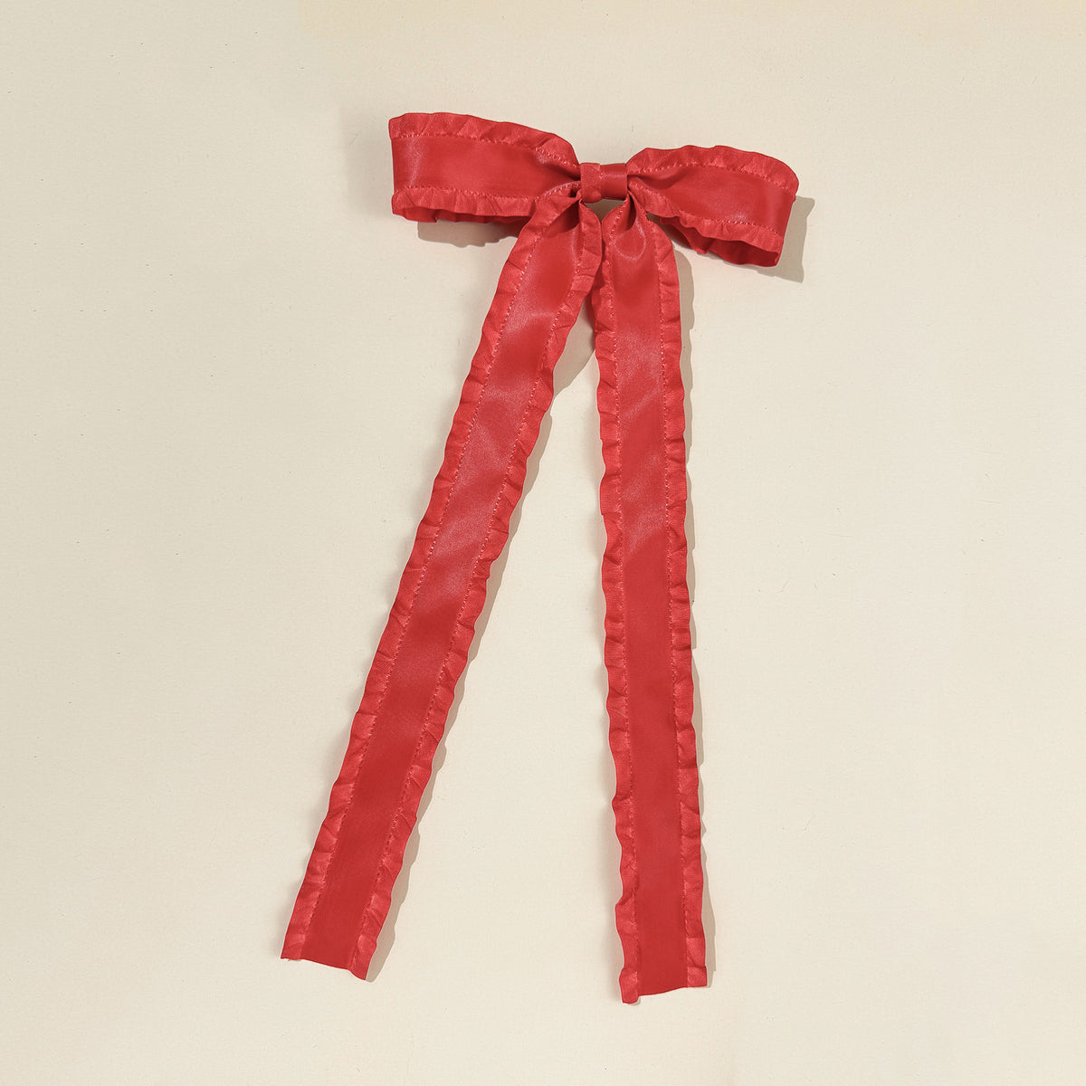 Extra Long Streamer Bow Hair Clip - Red
