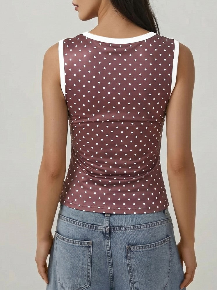Polka Dot Cropped Ringer Tank Top - view 1