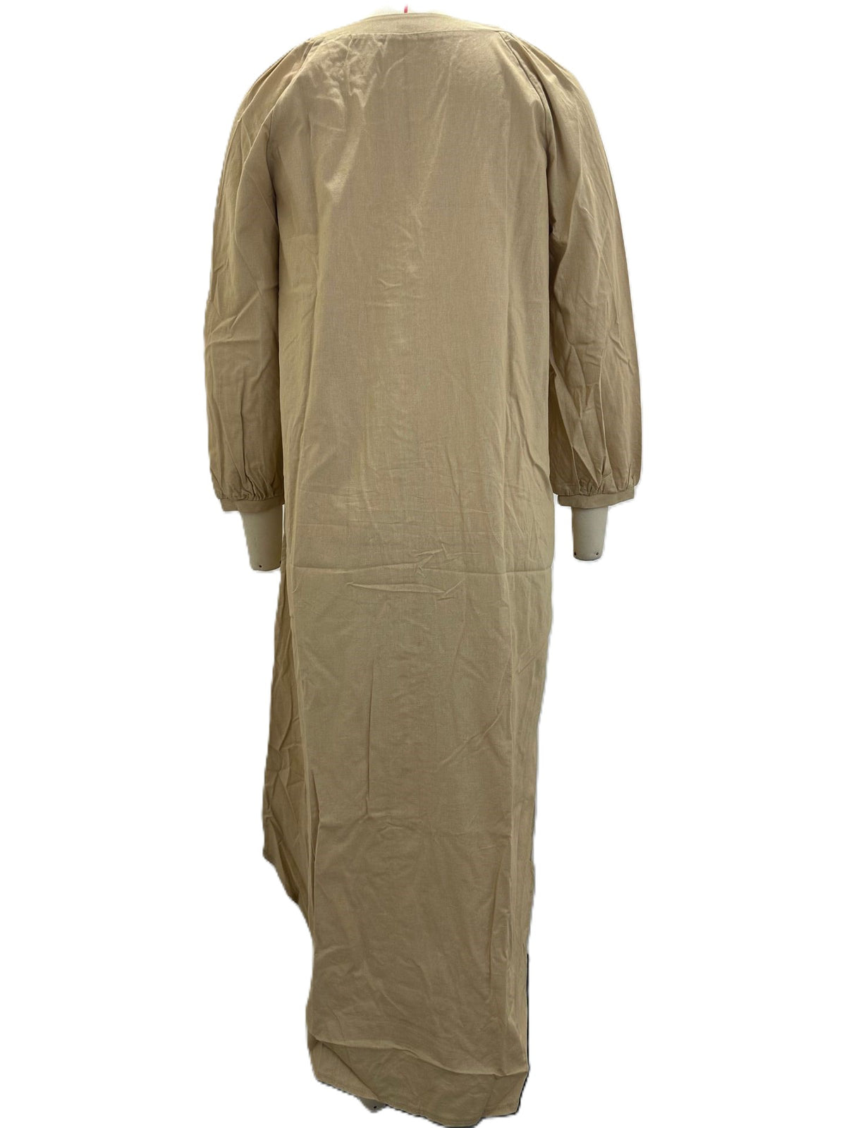 Long Button Front Kaftan Maxi Dress - Khaki - 2