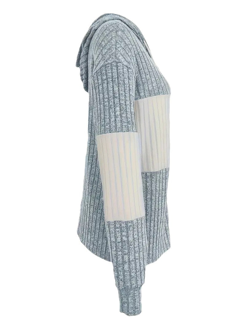 Ribbed Colorblock Drawstring Hooded Jacket - view 1