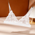 Floral Lace Wireless Triangle Bralette - White