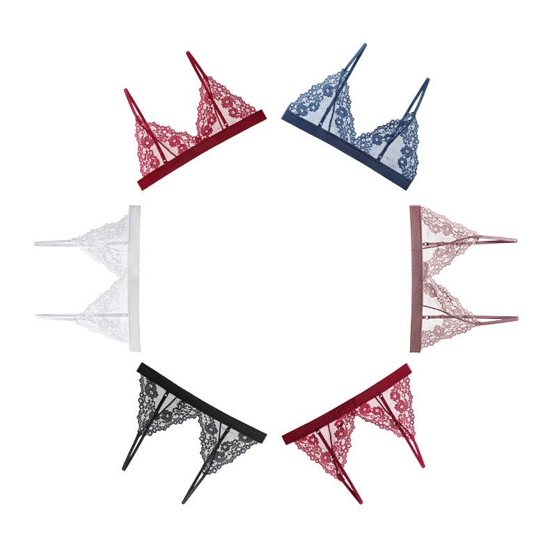 Floral Lace Wireless Triangle Bralette - view 4