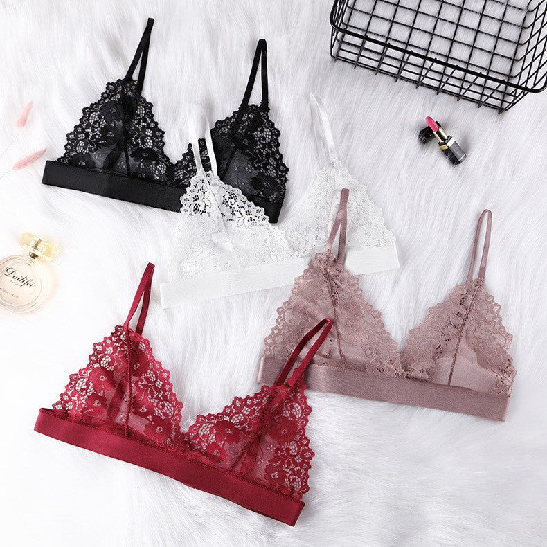 Floral Lace Wireless Triangle Bralette - view 5