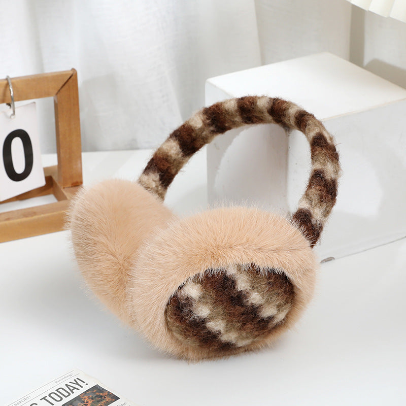 Leopard Trim Plush Ear Warmers For Winter - C4