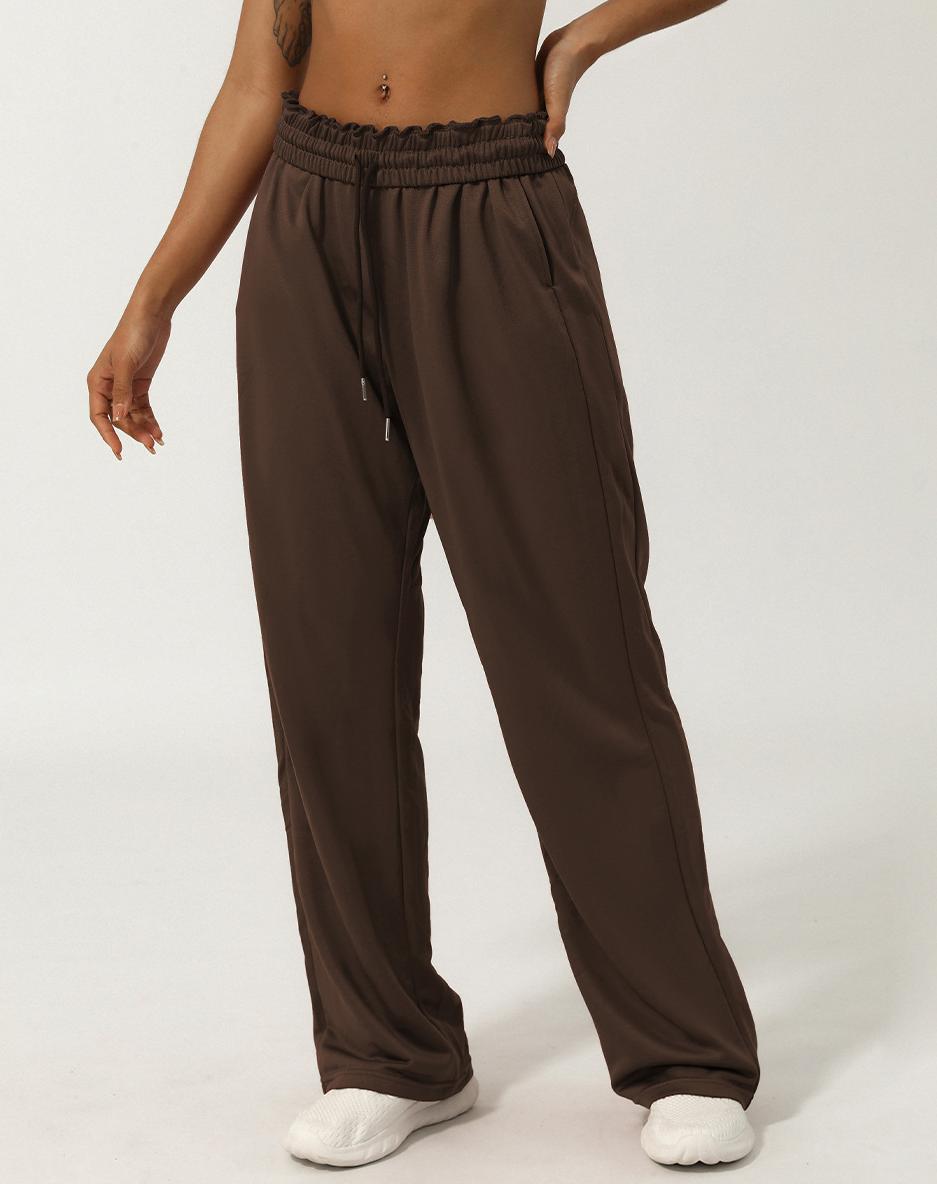 High Rise Loose Straight Leg Sweatpants - Coffee