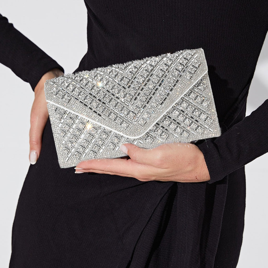 Crystal Embellished Envelope Clutch