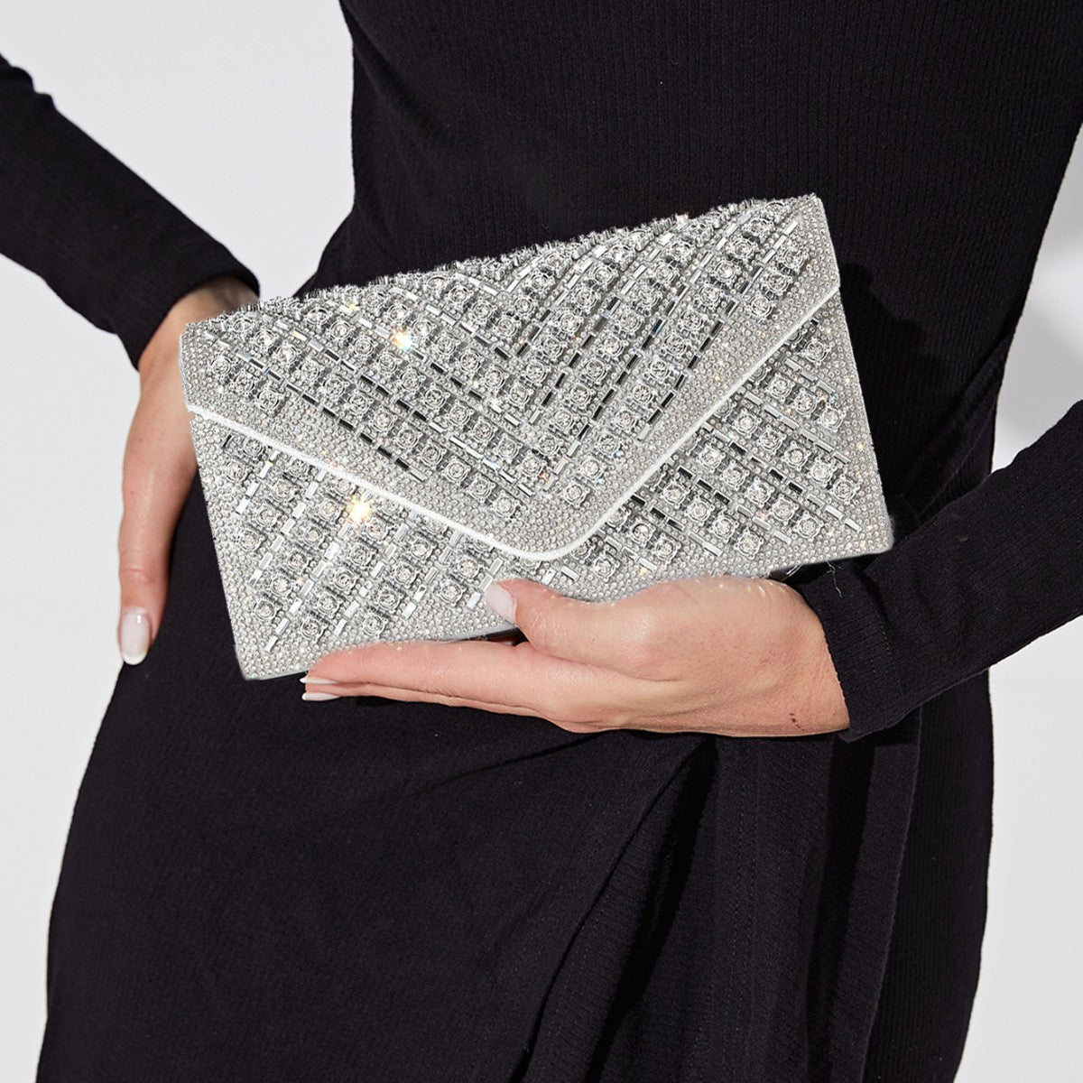 Crystal Embellished Envelope Clutch