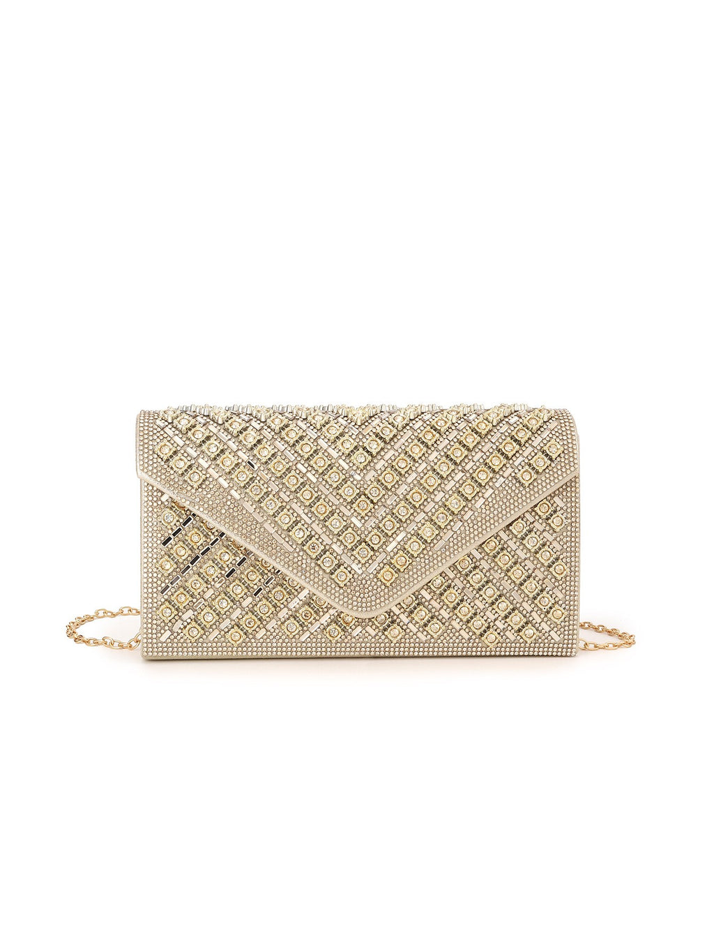 Crystal Embellished Envelope Clutch