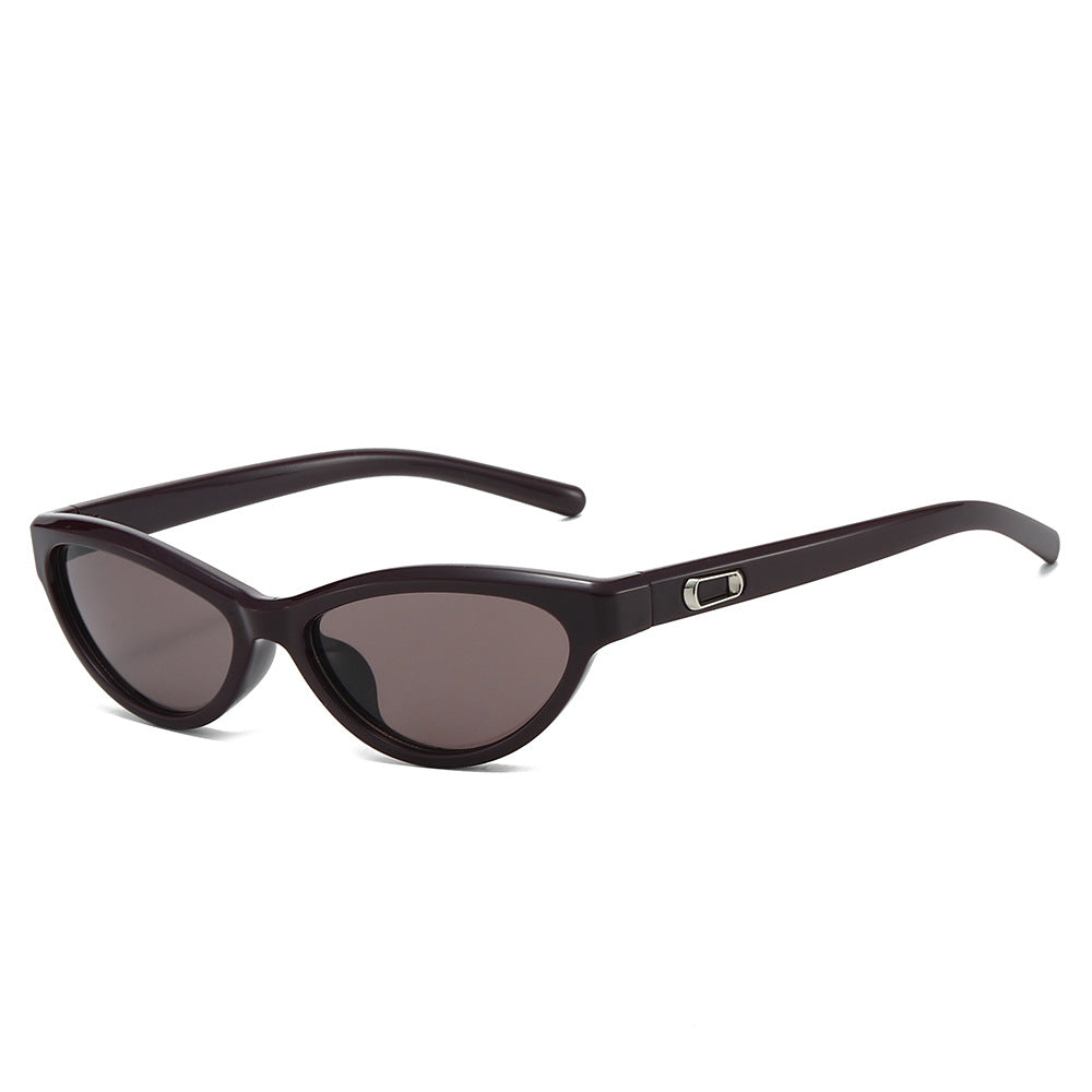 Sleek Cat Eye Sunglasses With Tinted Lenses - Coffee