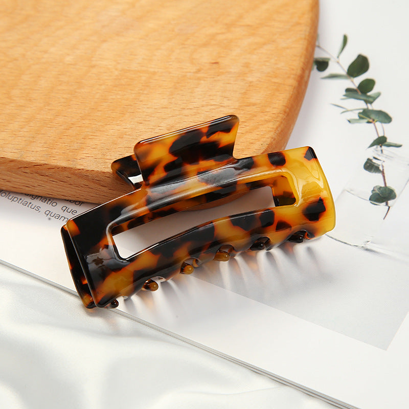 Wide Bar Rectangle Acetate Hair Claw - Coffee