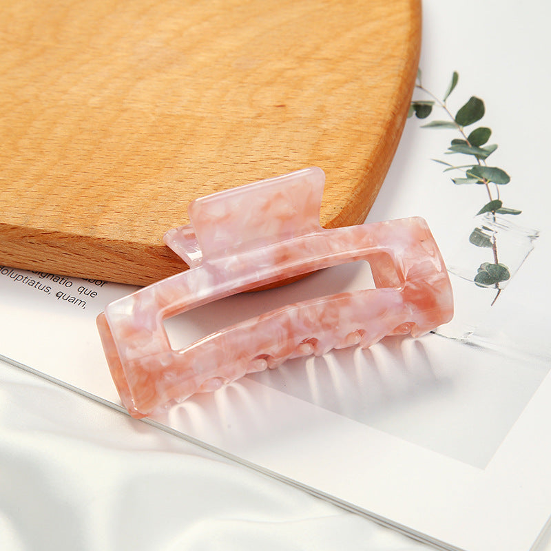 Wide Bar Rectangle Acetate Hair Claw - Pink
