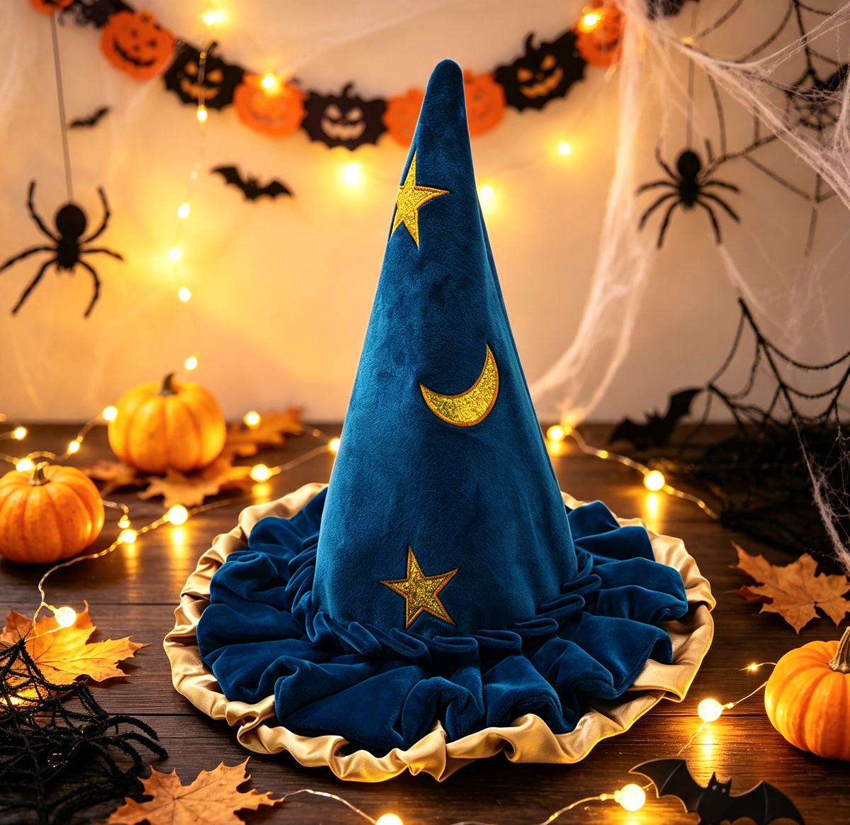 Velvet Wizard Hat With Star And Moon Patches - view 1