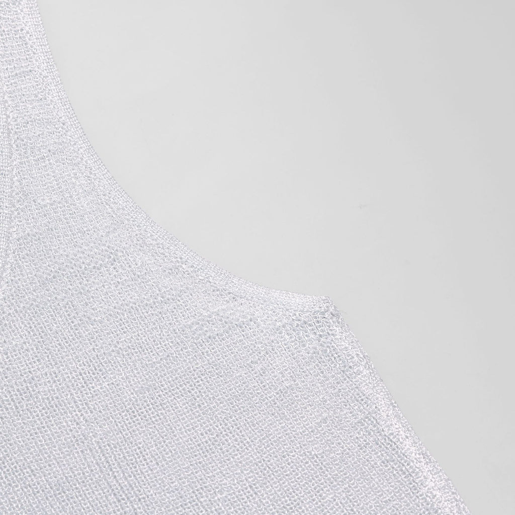 Sheer Metallic Knit Tank Top - Silvery - 3